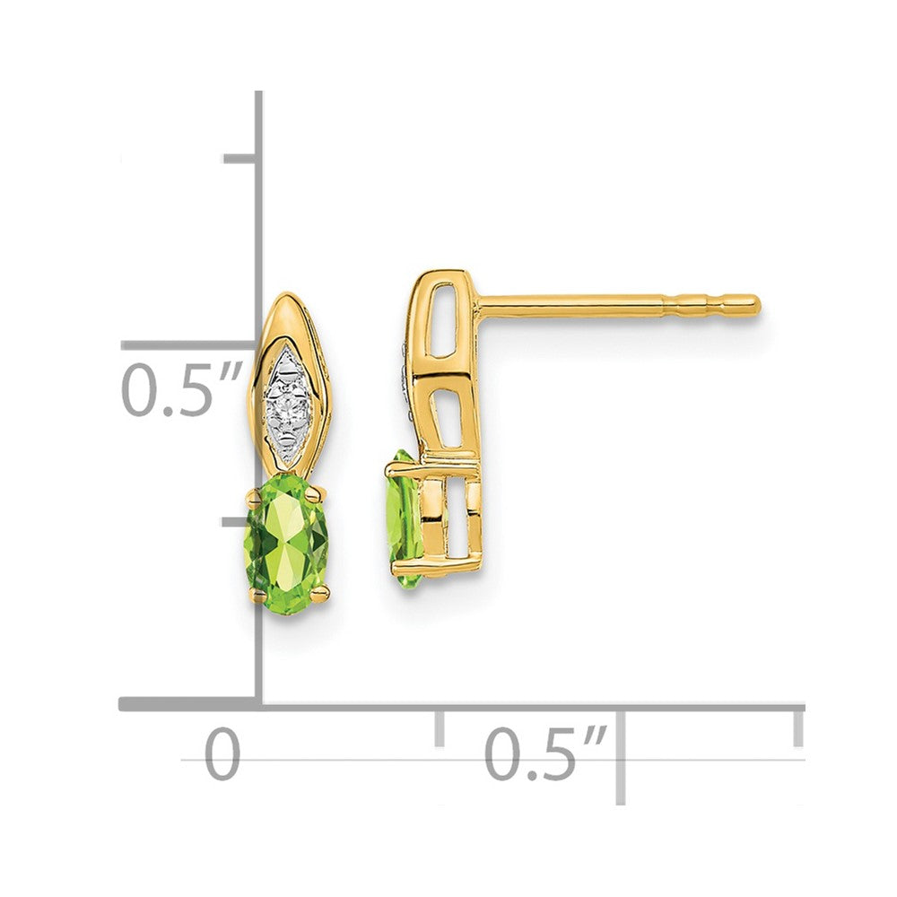 14K Gelbgold Ohrstecker mit Peridot und Diamant