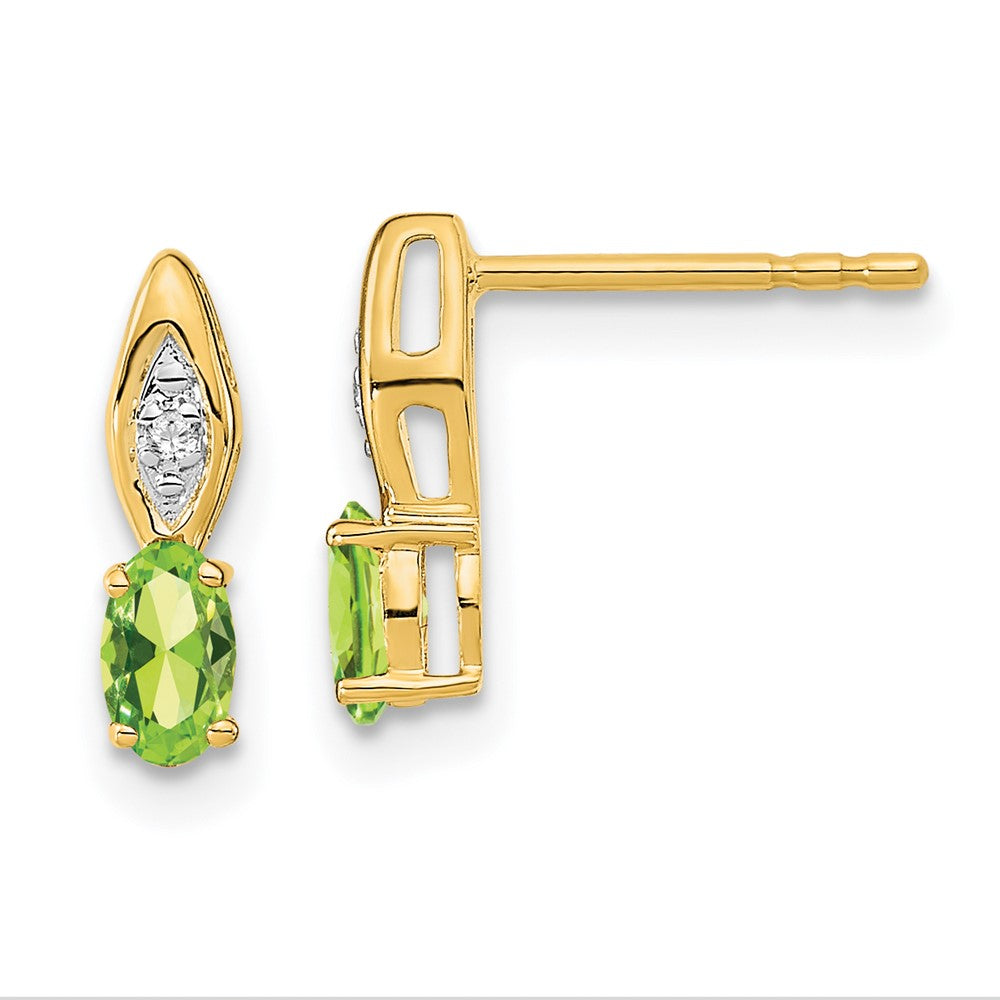 14K Gelbgold Ohrstecker mit Peridot und Diamant