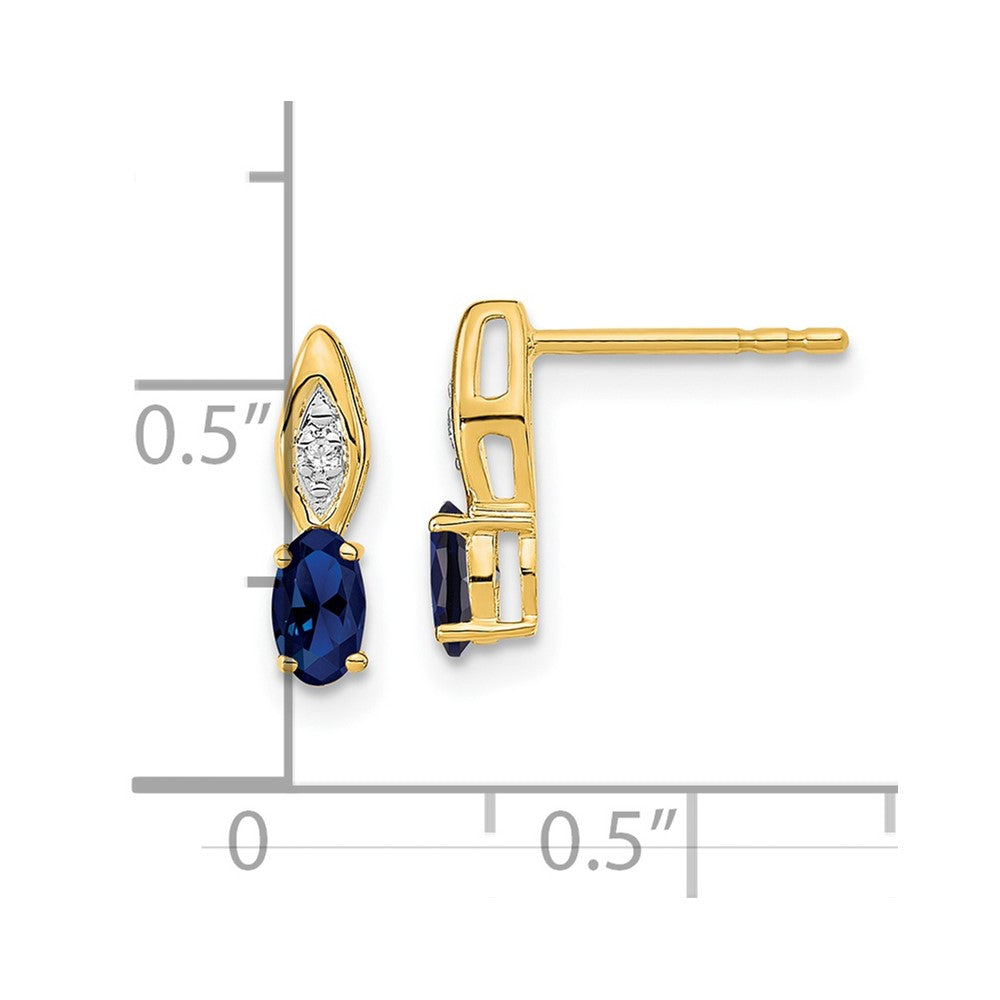14K Gelbgold Ohrstecker mit Saphir und Diamant