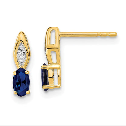 14K Gelbgold Ohrstecker mit Saphir und Diamant