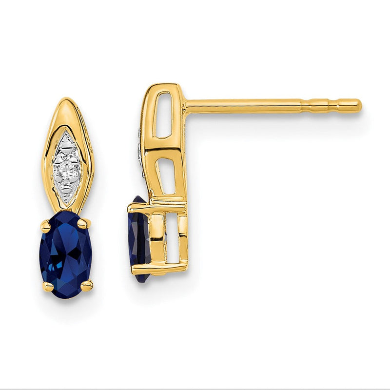 14K Gelbgold Ohrstecker mit Saphir und Diamant