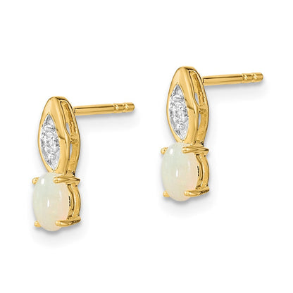 14K Gelbgold Ohrstecker mit Opal und Diamant