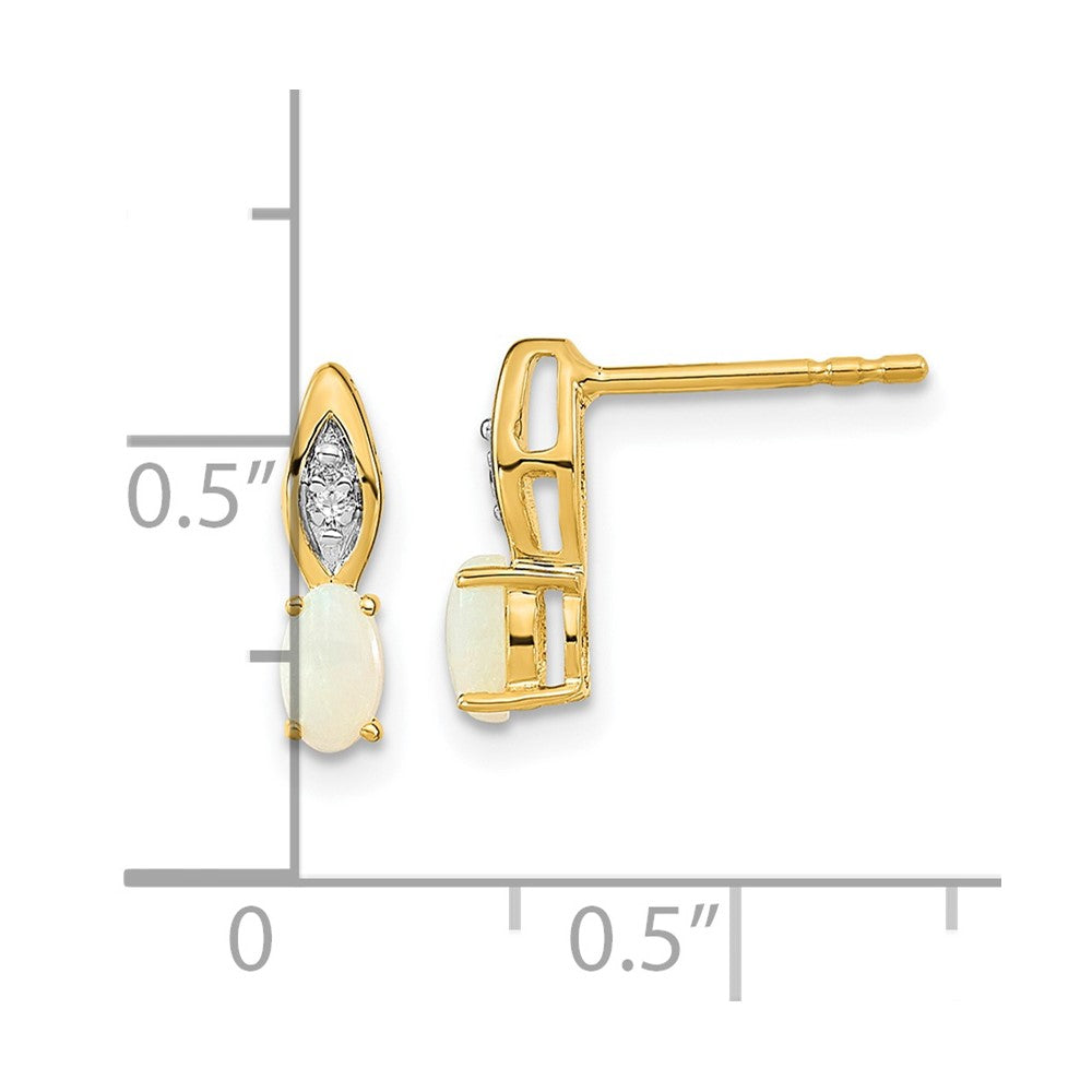 14K Gelbgold Ohrstecker mit Opal und Diamant