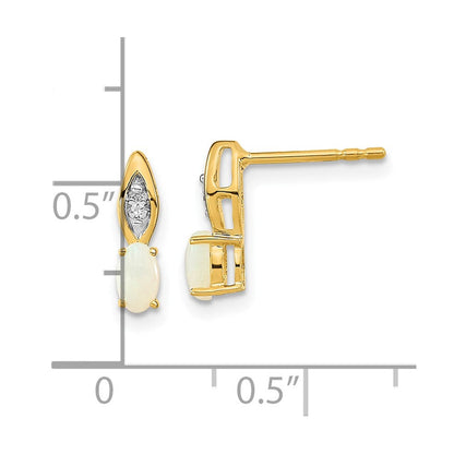 14K Gelbgold Ohrstecker mit Opal und Diamant