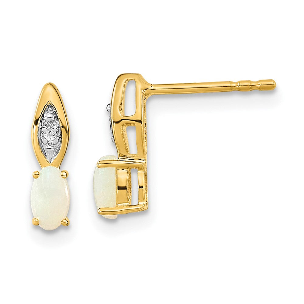 14K Gelbgold Ohrstecker mit Opal und Diamant