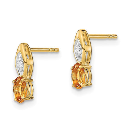 14K Gelbgold Ohrstecker mit Citrin und Diamant