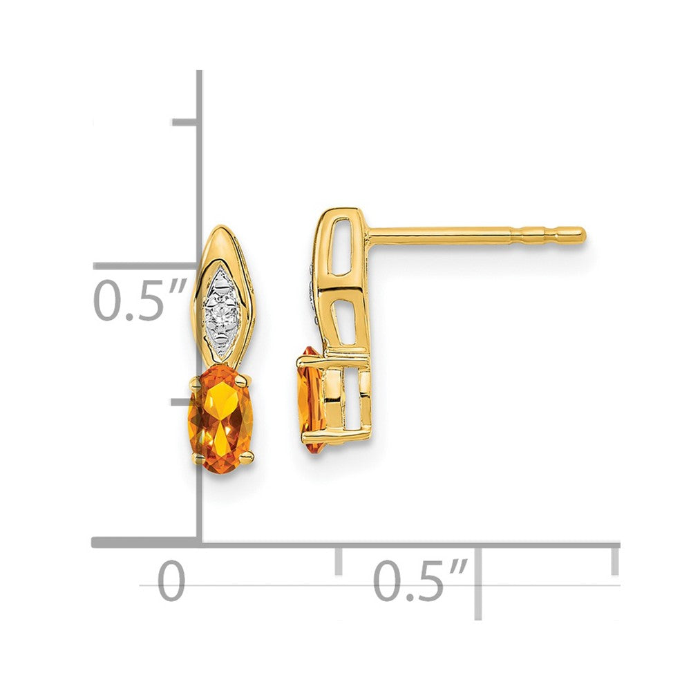 14K Gelbgold Ohrstecker mit Citrin und Diamant
