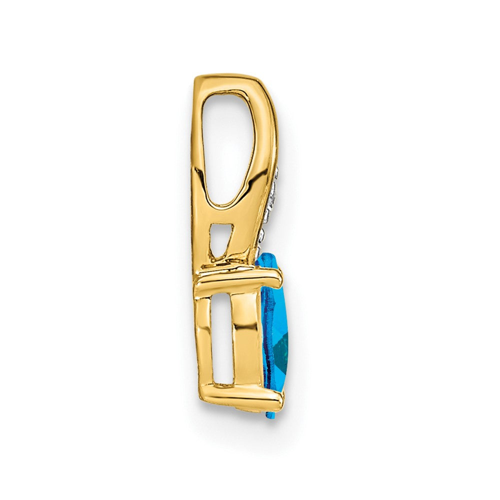 14K Gelbgold 14K Blautopas und Diamant Anhänger