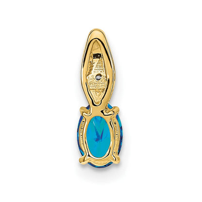 14K Gelbgold 14K Blautopas und Diamant Anhänger