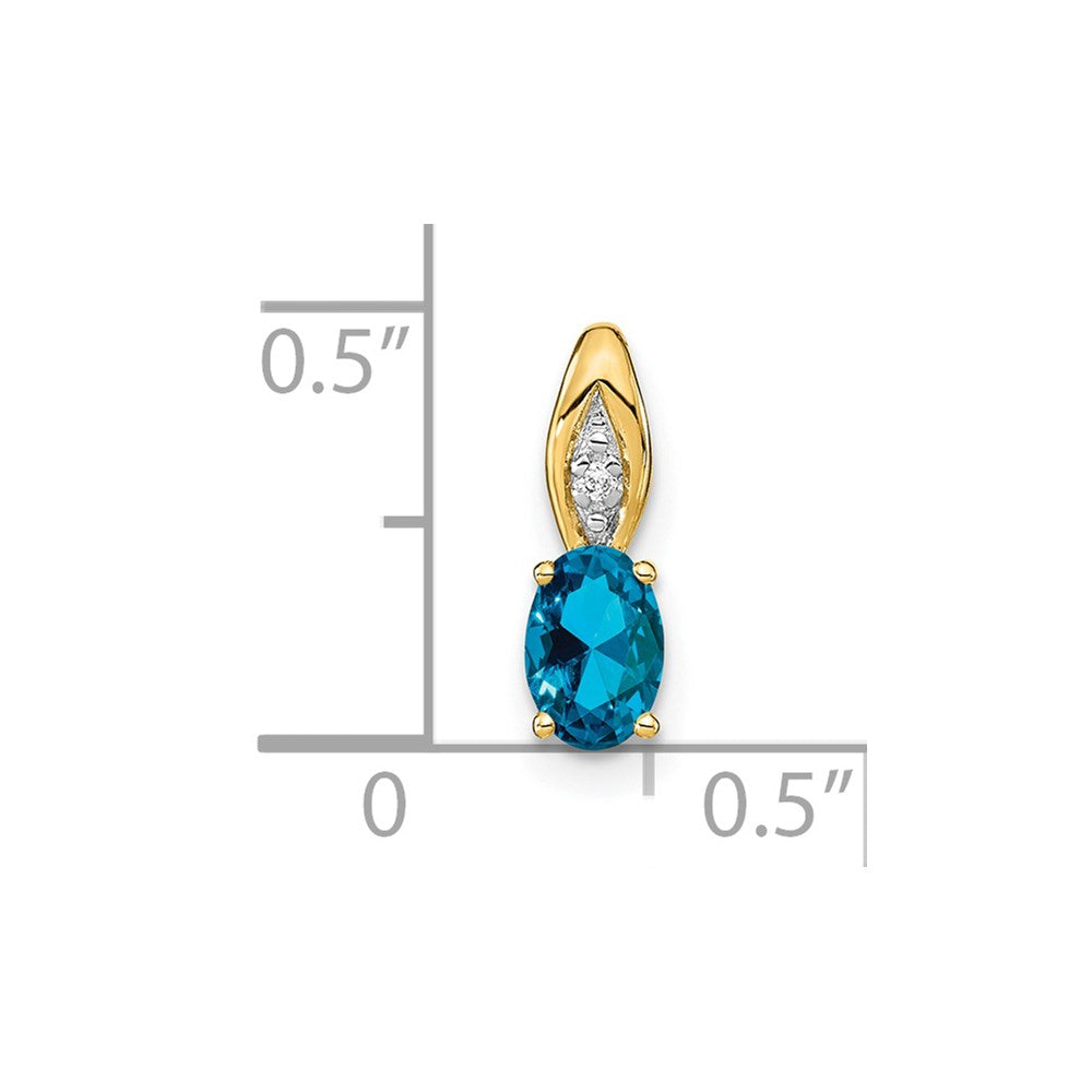 14K Gelbgold 14K Blautopas und Diamant Anhänger
