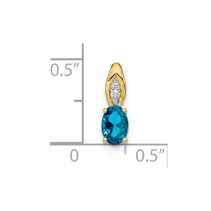 14K Gelbgold 14K Blautopas und Diamant Anhänger
