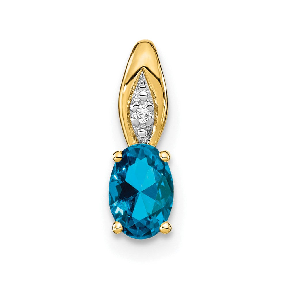 14K Gelbgold 14K Blautopas und Diamant Anhänger