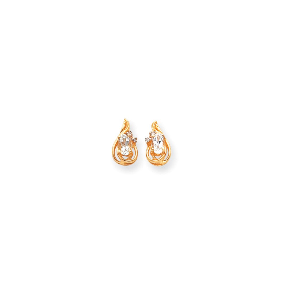 14K Gelbgold Diamant- & Weißtopas-Geburtsstein-Ohrringe
