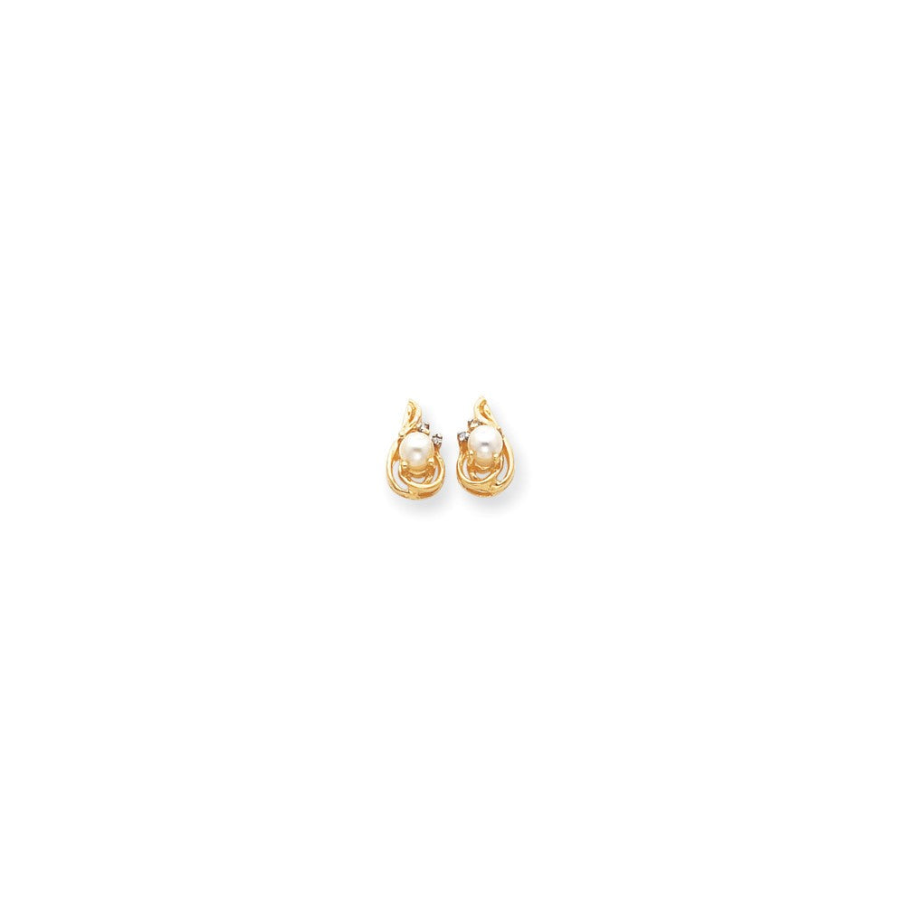 14K Gelbgold Diamant- & Süßwasser-Zuchtperlen-Ohrringe