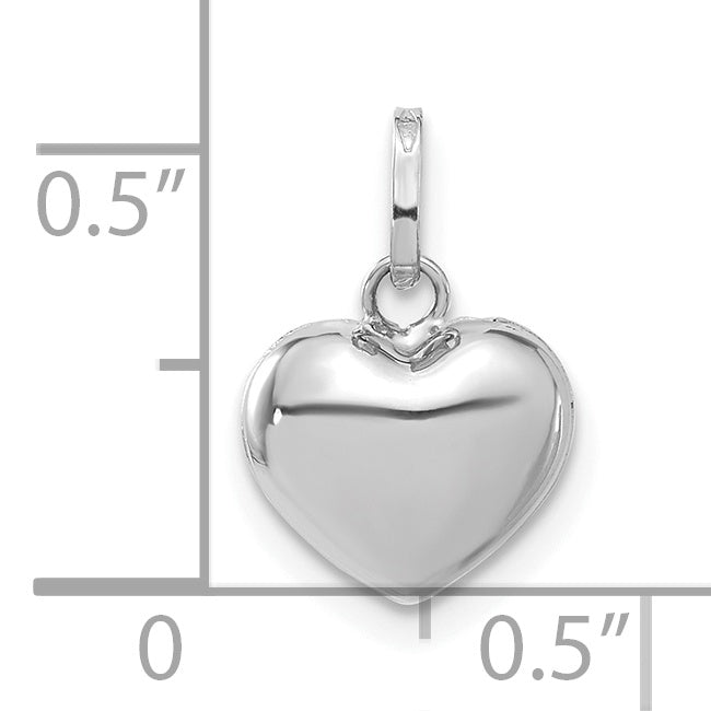 14K Weißgold 14K Weißgold 3d Gewölbt Herz Anhänger
