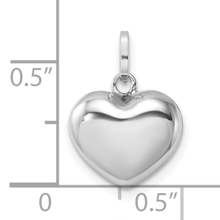 14K Weißgold 14K Weißgold 3d Gewölbt Herz Anhänger