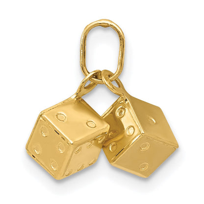 14K Gelbgold 3D-Würfel-Charm