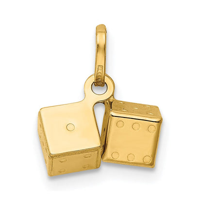 14K Gelbgold 3D-Würfel-Charm