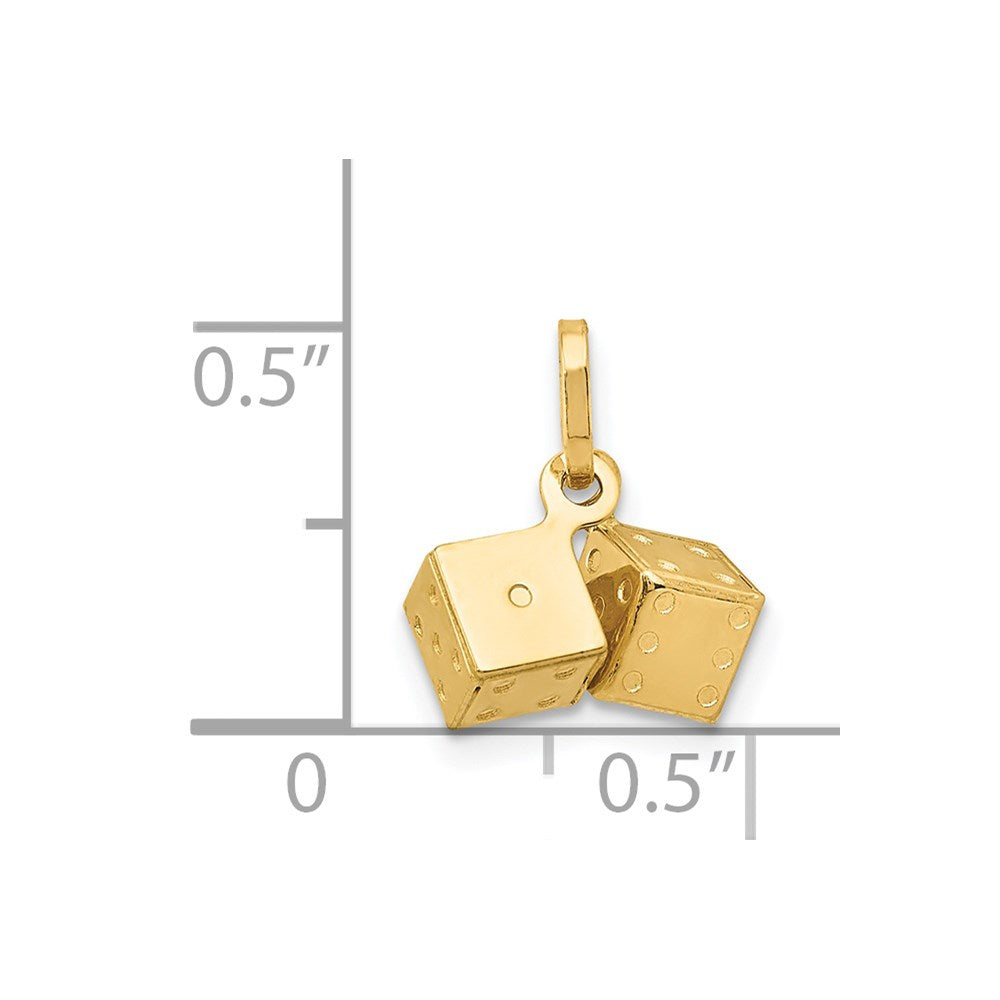 14K Gelbgold 3D-Würfel-Charm