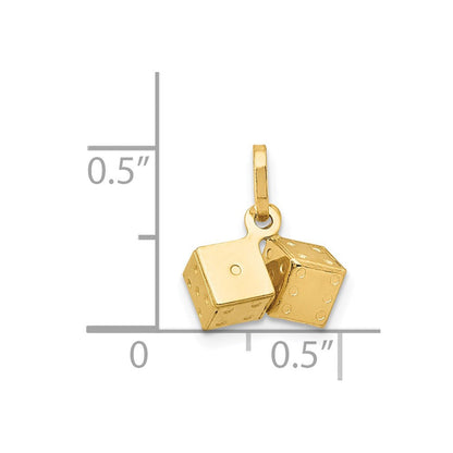 14K Gelbgold 3D-Würfel-Charm