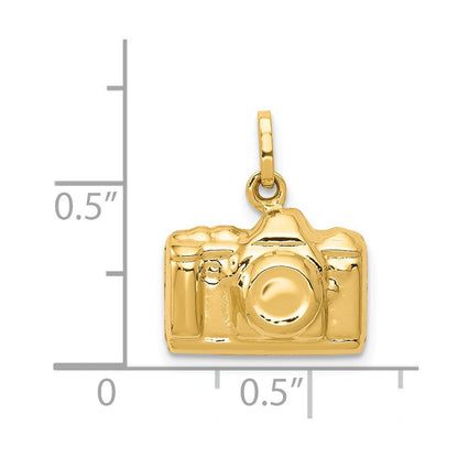 14K Gelbgold 14K 3-d Poliert Kamera Charm