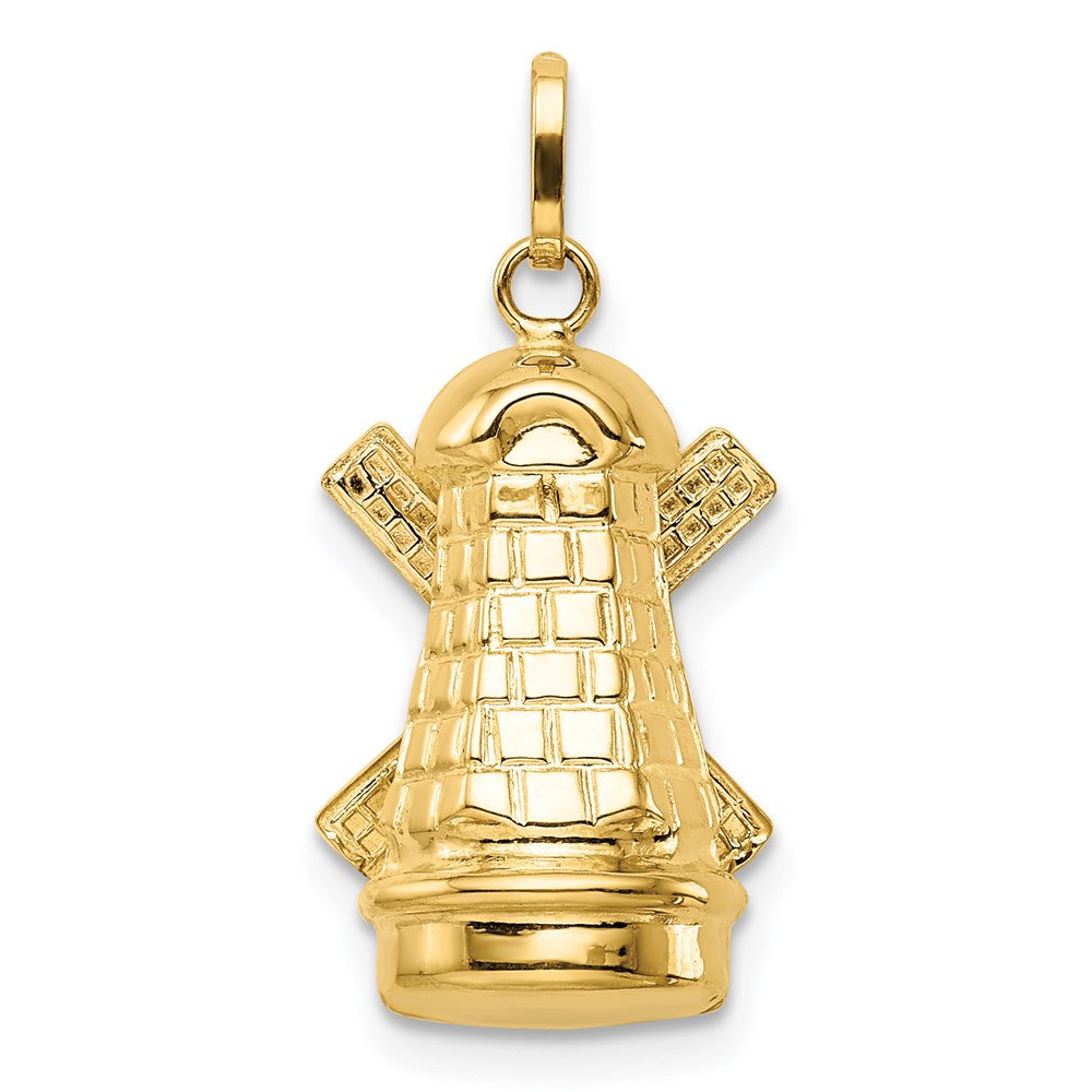 14K Gelbgold 3D-Windmühlen-Charm