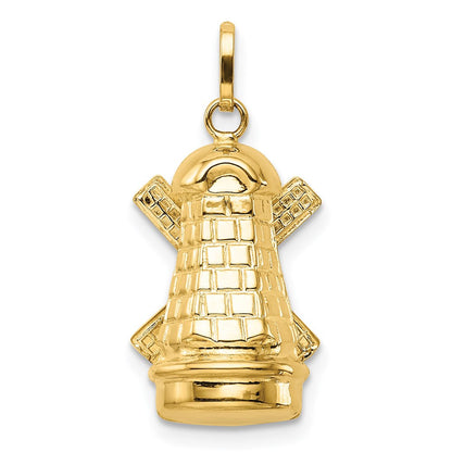 14K Gelbgold 3D-Windmühlen-Charm