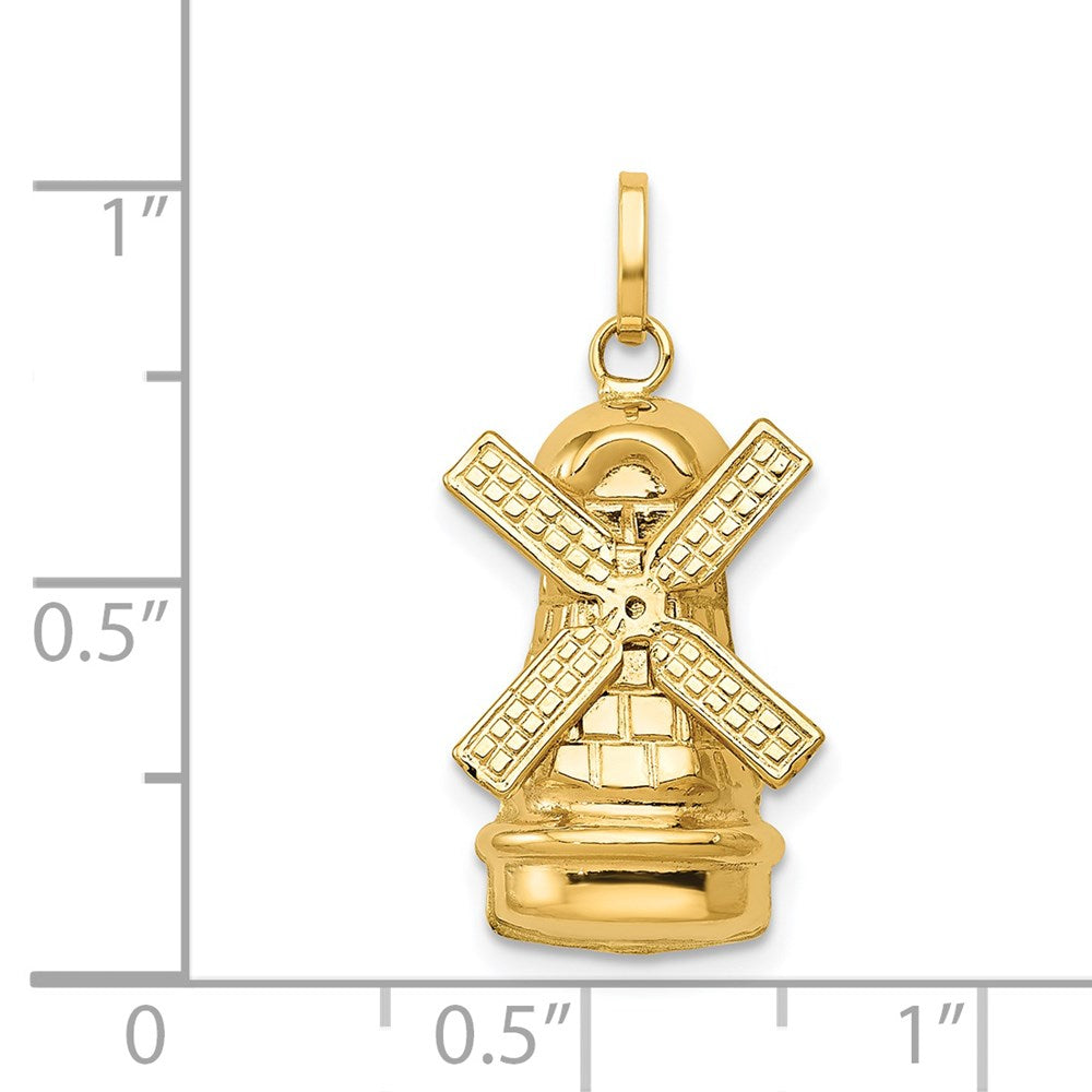 14K Gelbgold 3D-Windmühlen-Charm