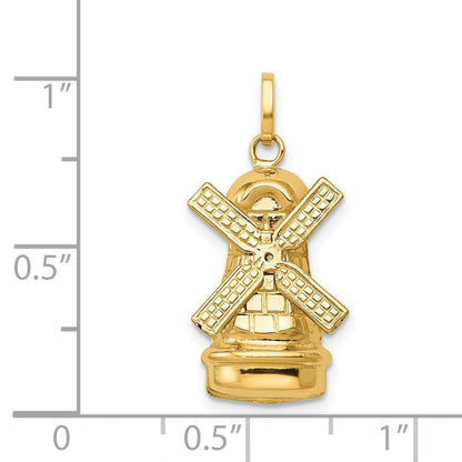 14K Gelbgold 3D-Windmühlen-Charm