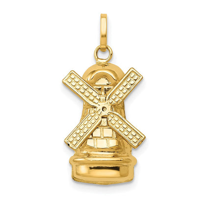 14K Gelbgold 3D-Windmühlen-Charm