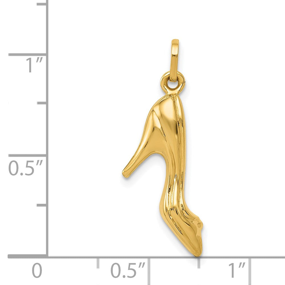 14K Gelbgold 14K 3d Hoch Heel Schuh Charm