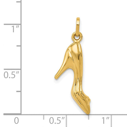 14K Gelbgold 14K 3d Hoch Heel Schuh Charm