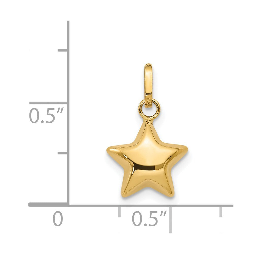 14K Gelbgold 14K 3d Gewölbt Stern Charm