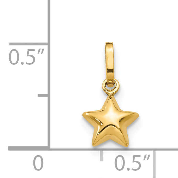 14K Gelbgold 14K 3d Gewölbt Stern Charm