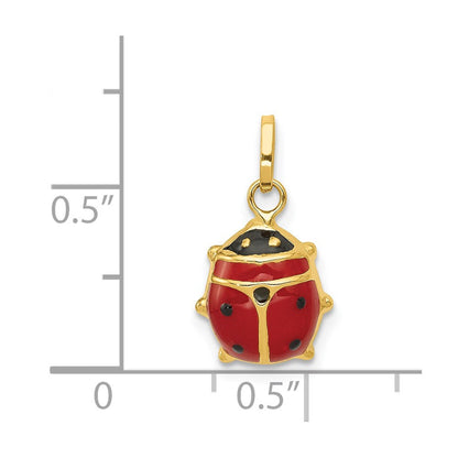14K Gelbgold 14K Rot Emailliert Marienkäfer Charm