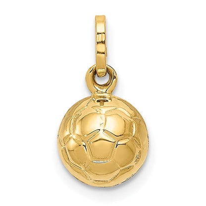 14K Gelbgold 14K 3-d Fußball Kugel Charm