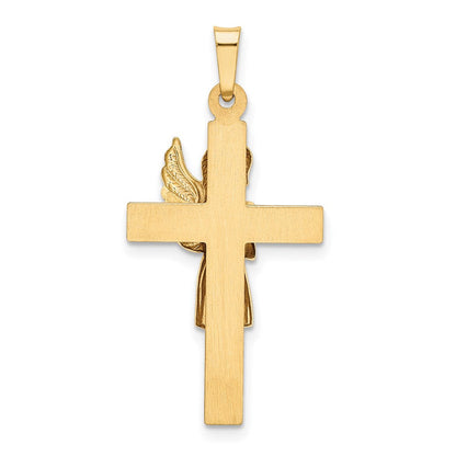 14K Bicolor-Gold Anhänger mit Engel und Kreuz