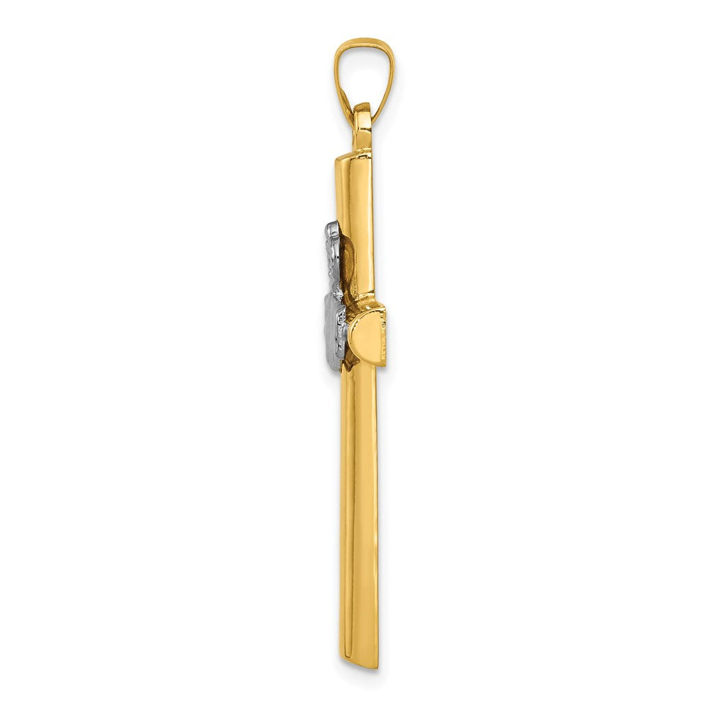 14K Bicolor Gold Claddagh-Kreuz-Anhänger