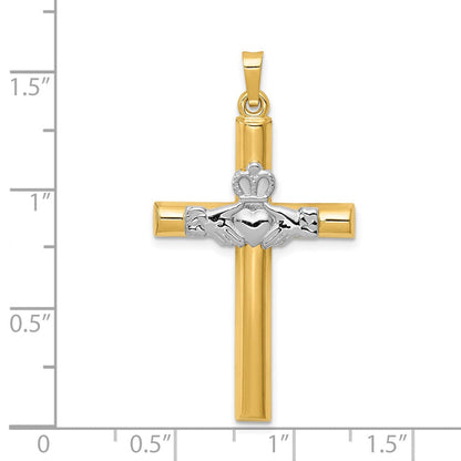 14K Bicolor Gold Claddagh-Kreuz-Anhänger