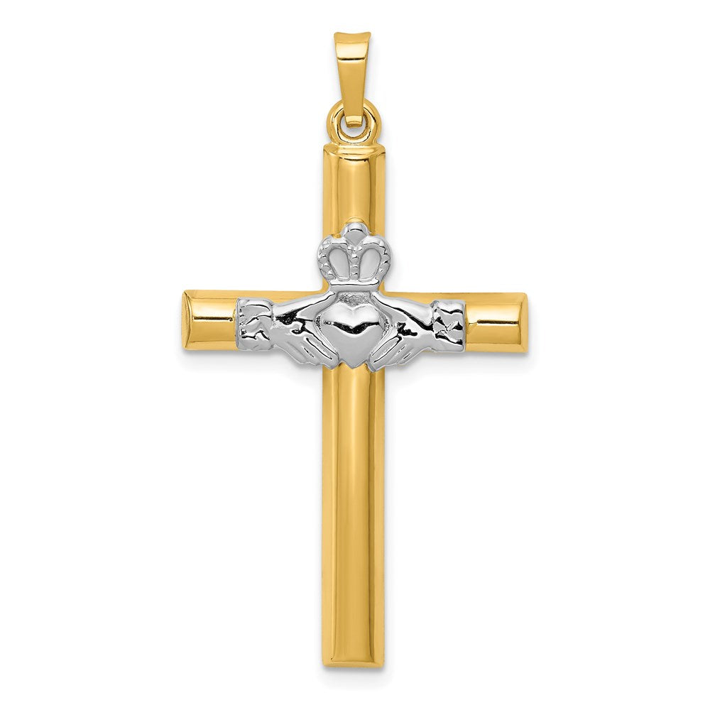 14K Bicolor Gold Claddagh-Kreuz-Anhänger