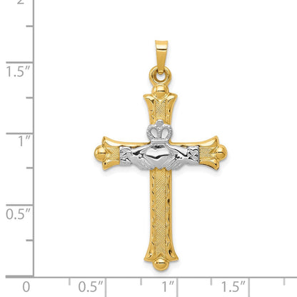 14K Bicolor 14K Bicolor Claddagh Kreuz Anhänger