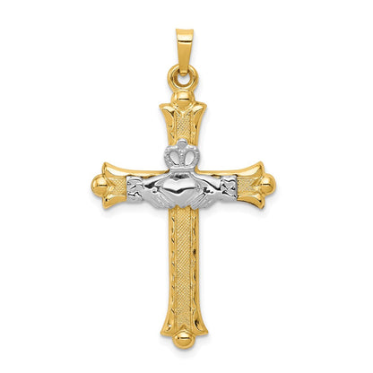 14K Bicolor 14K Bicolor Claddagh Kreuz Anhänger