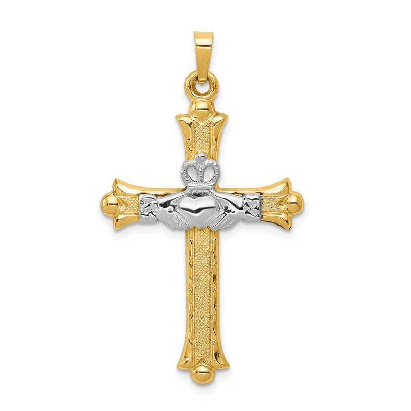 14K Bicolor 14K Bicolor Claddagh Kreuz Anhänger