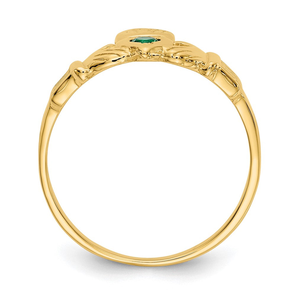 14K Gelbgold Grün Zirkonia Claddagh Ring