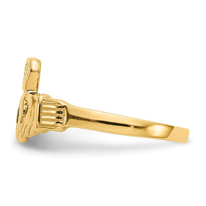 14K Gelbgold Grün Zirkonia Claddagh Ring