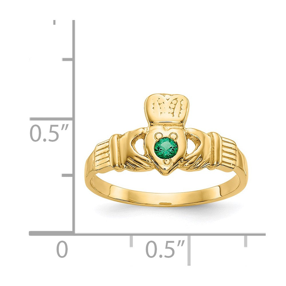 14K Gelbgold Grün Zirkonia Claddagh Ring