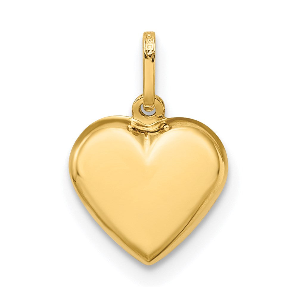 14K Gelbgold 14K Poliert 3-d Gewölbt Herz Anhänger