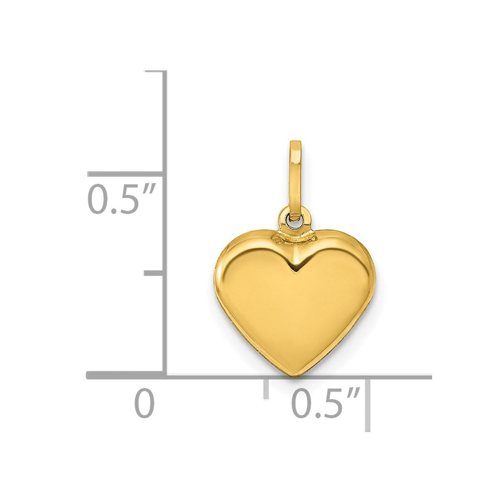 14K Gelbgold 14K Poliert 3-d Gewölbt Herz Anhänger