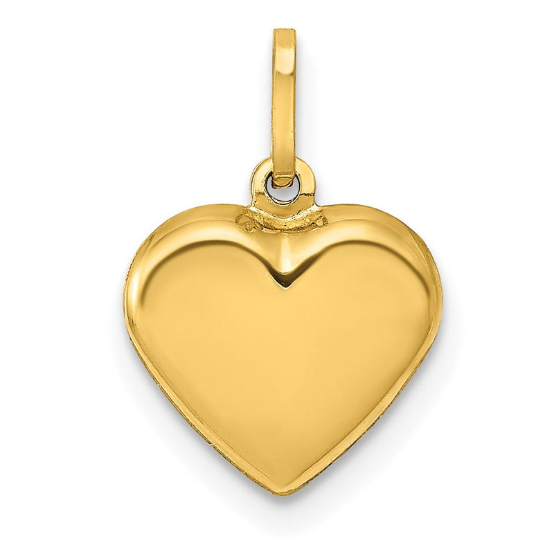 14K Gelbgold 14K Poliert 3-d Gewölbt Herz Anhänger