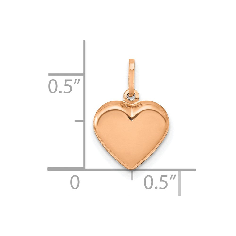 14K Roségold 14K Roségold Poliert 3-d Herz Anhänger